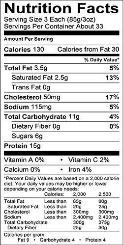 HOLIDAY FOODS™ Chicken Tenders, Coconut Crusted Nutritional Information