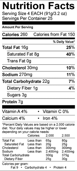 HOLIDAY FOODS™ Brie with Raspberries en Croûte Nutritional Information