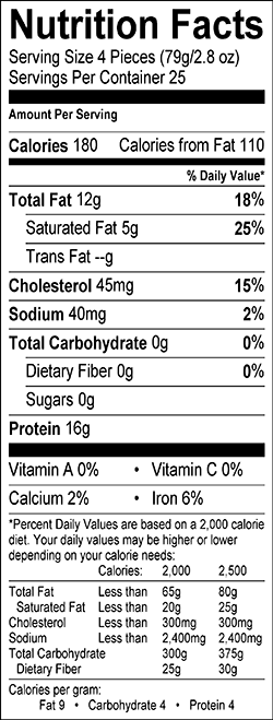 HOLIDAY FOODS™ Satay Beef Nutritional Information