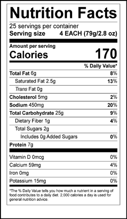 HOLIDAY FOODS™ Roasted Corn and Black Bean Quesadilla Nutritional Information